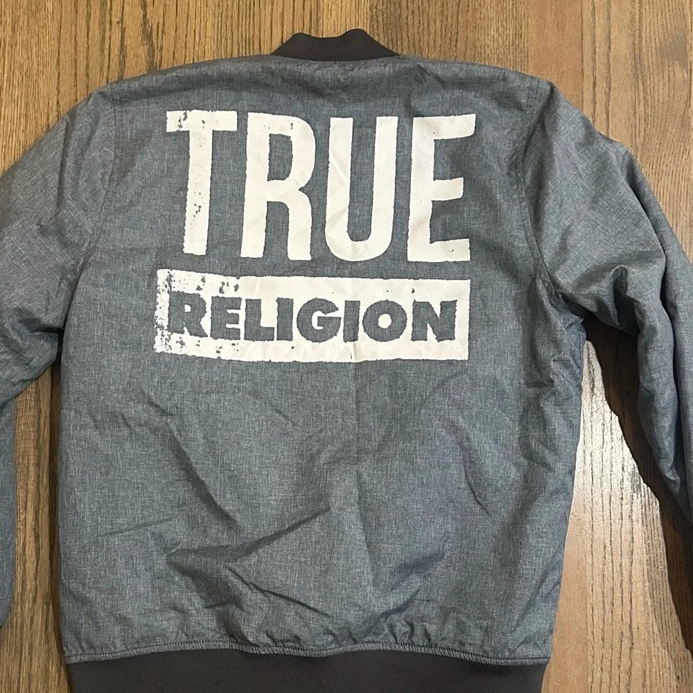 True Religion Gray Bomber Jacket-Size Large